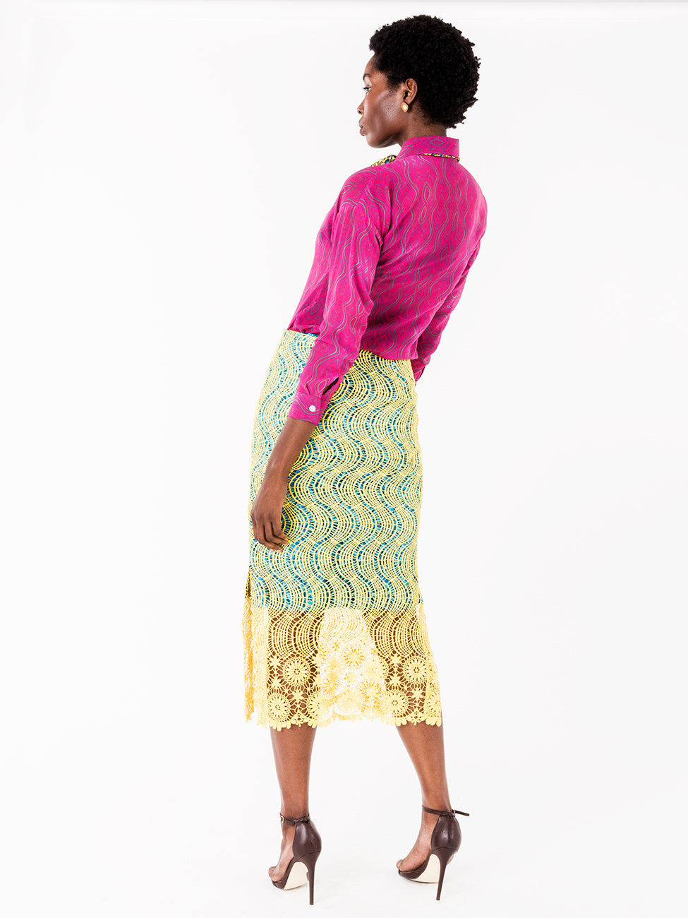Darcy African Fabric Lace Pencil Skirt II - NeoBantu