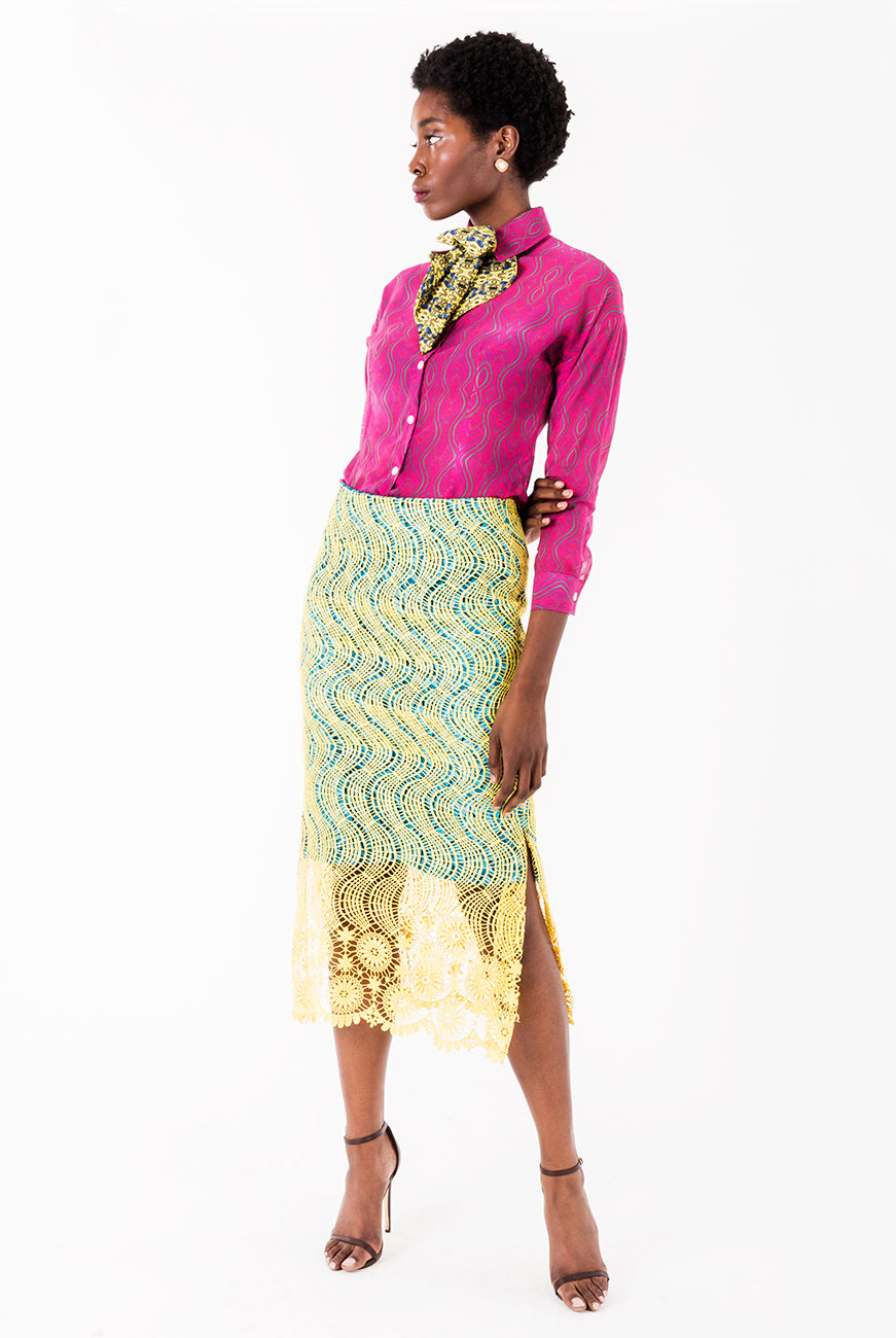 Darcy African Lace Pencil Skirt II - NeoBantu